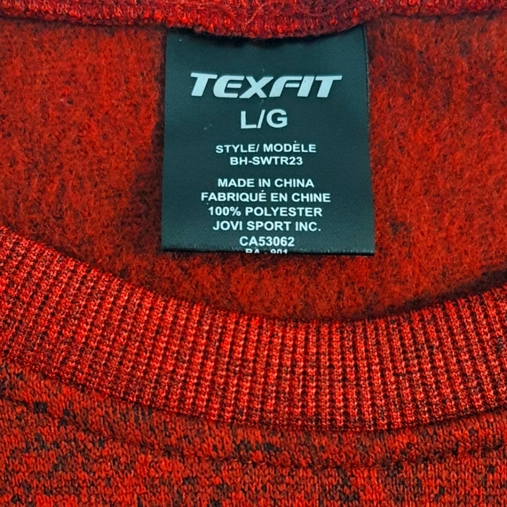 Men's Warm Fleece Pullover Crewneck Sweater L Red Cozy Winter Layer Canada - Picture 9 of 11